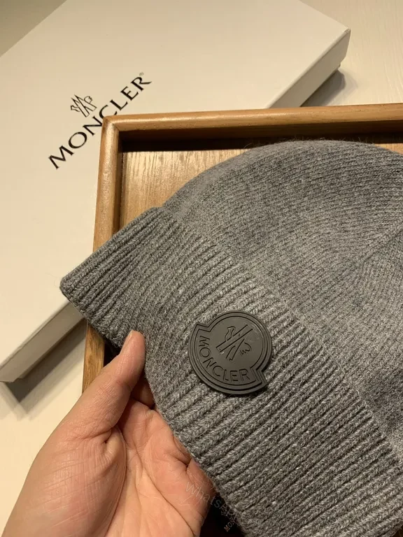 View 2 of Gray Moncler Beanie - Knit Warmth, Subtle Luxury Brand