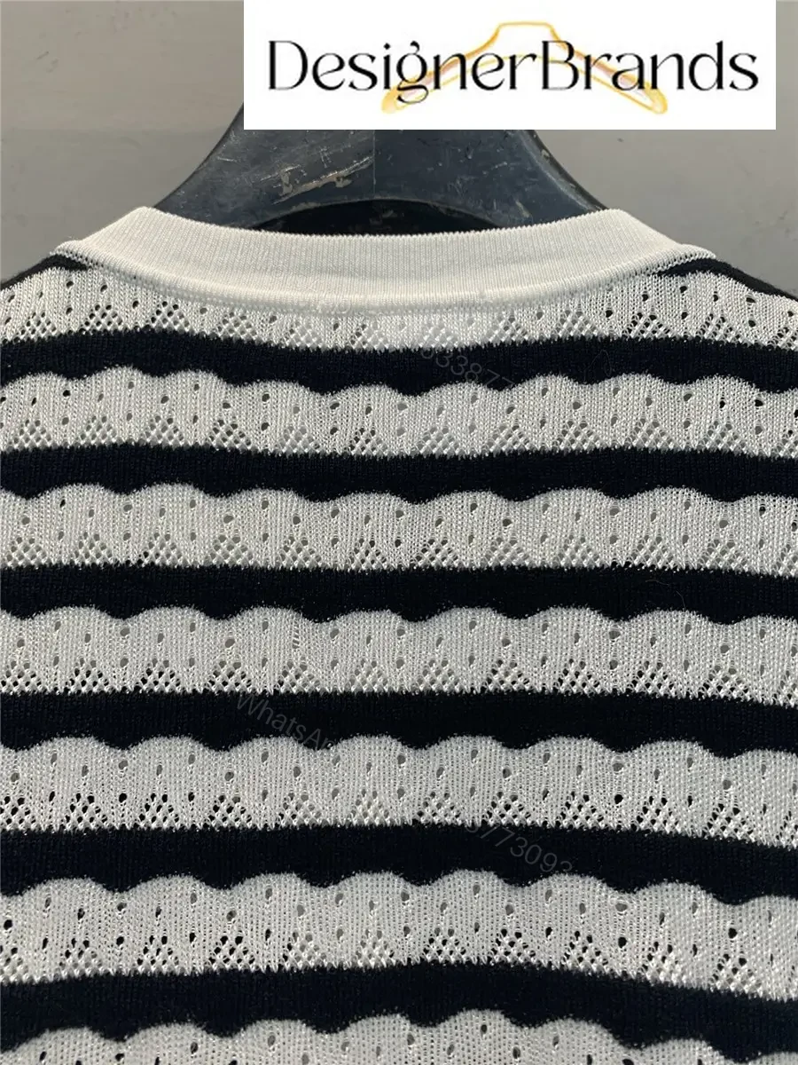 View 8 of Dior Mariniere Twinset Striped Knit Cardigan