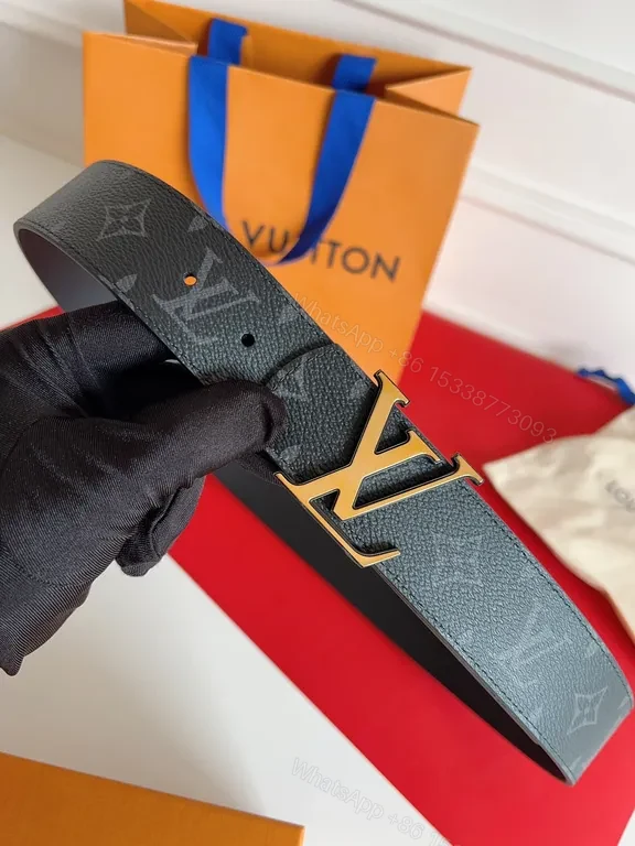 View 7 of Bold Monogram Belt: LV Gold Buckle Luxury Texture Belt
