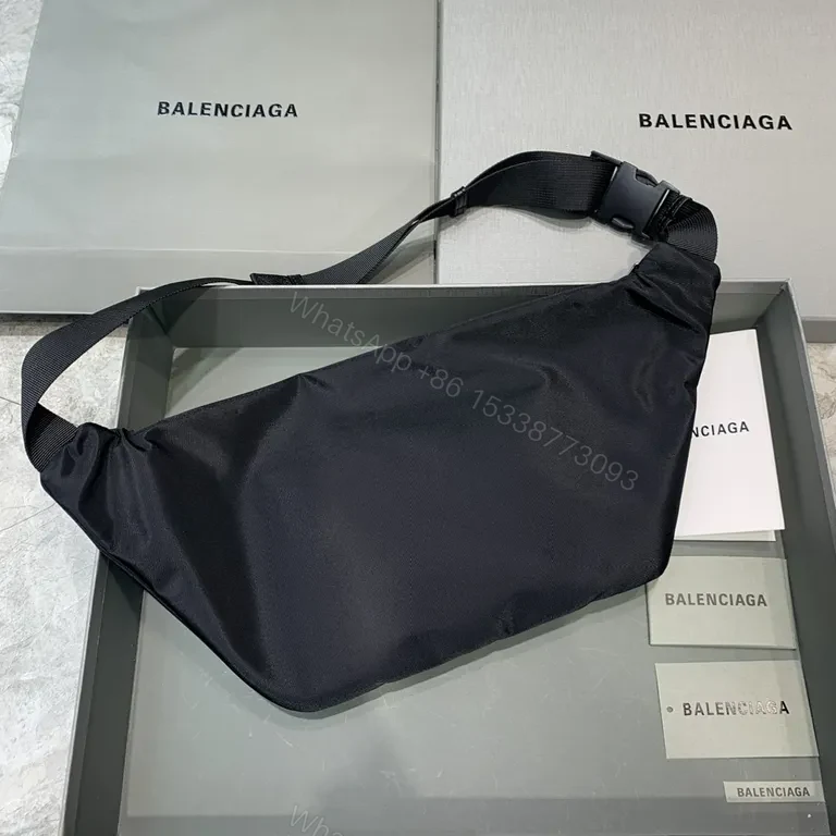 View 4 of Black Nylon Belt Bag â€“ Balenciaga, Discreet Logo, Hands-Free Convenience
