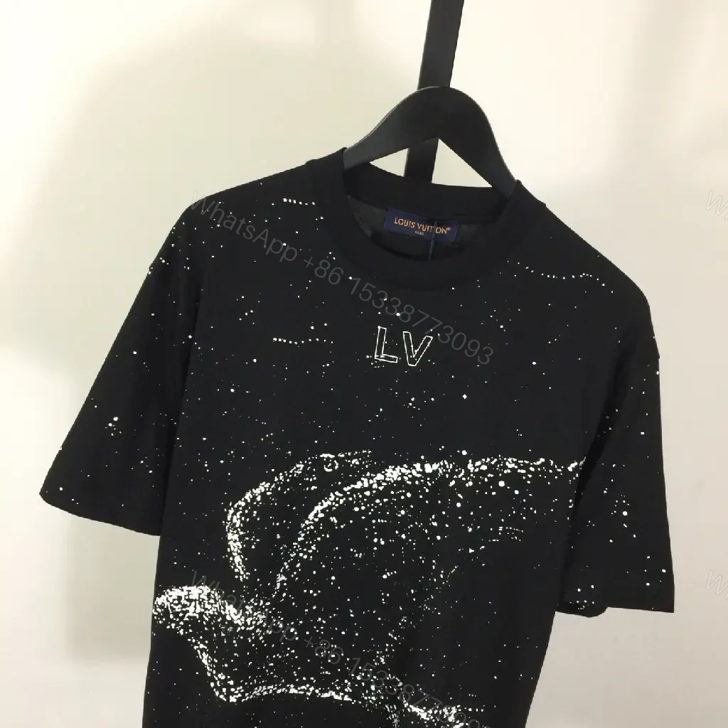 View 4 of Graphite Galaxy Tee: Luxury Speckle Print with LV Monogram T-Shirt