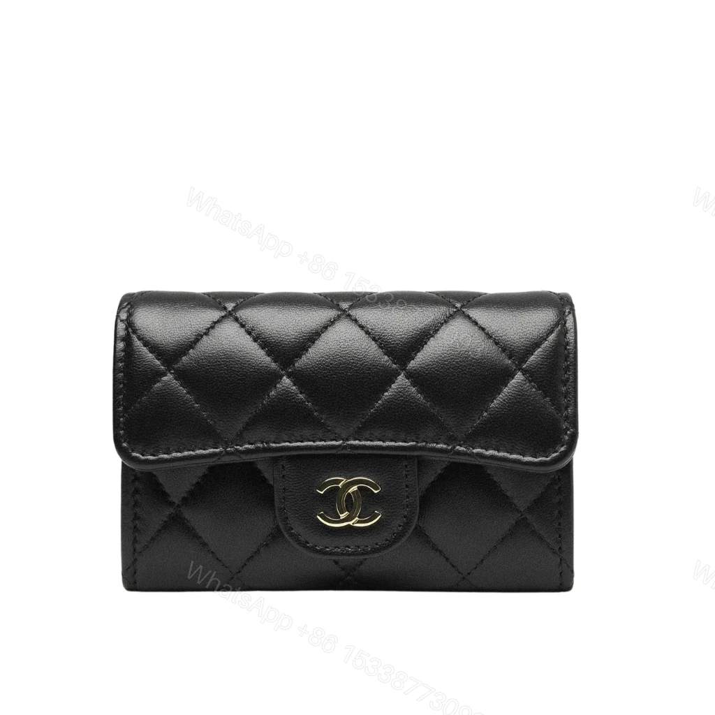 Chanel Classic Card Holder With Gold Hardware Black 11Cm — view 1