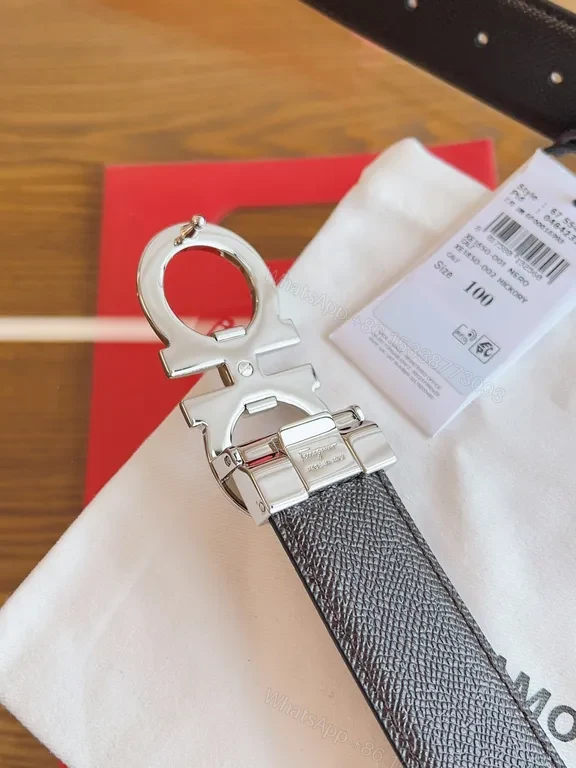 View 9 of Bold Black Leather Belt: Signature Hardware, Premium Ferragamo Style