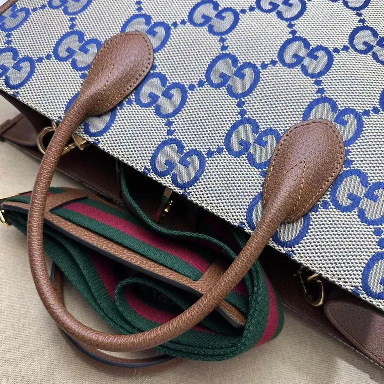 View 2 of GG Monogram Tote: Canvas + Leather, Classic Luxe, Everyday Versatility