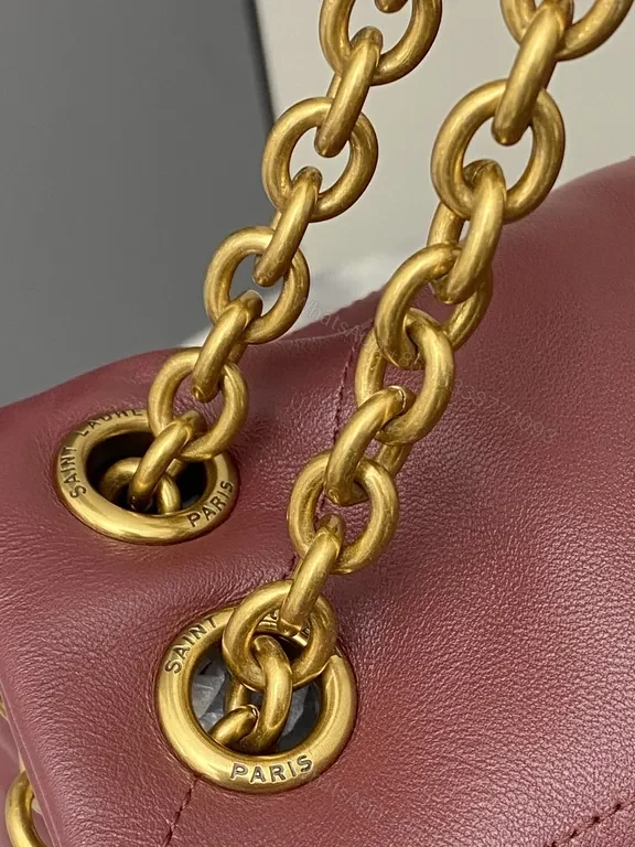 View 3 of Chic Burgundy Quilted Leather Tote with Gold Chain Strap, Luxury Tote