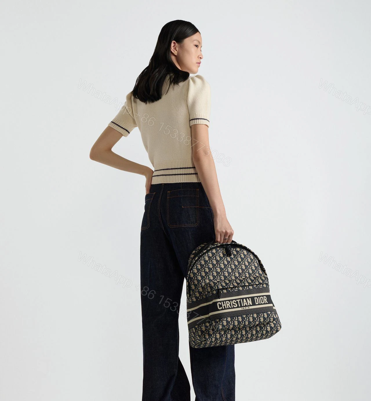 View 2 of First Copy Dior Oblique Blue Backpack