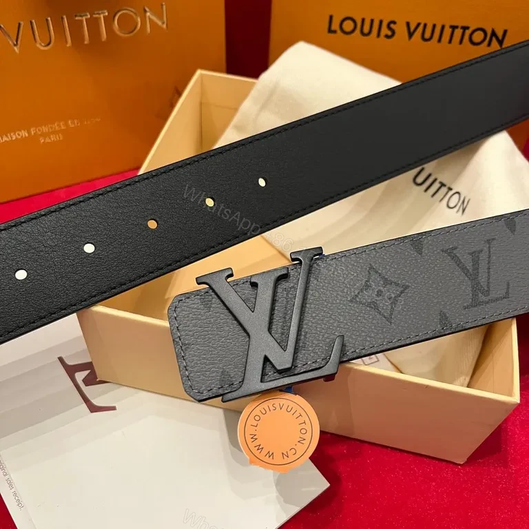 View 9 of Monogram Leather Belt: Iconic LV Style, Textured Black Leather