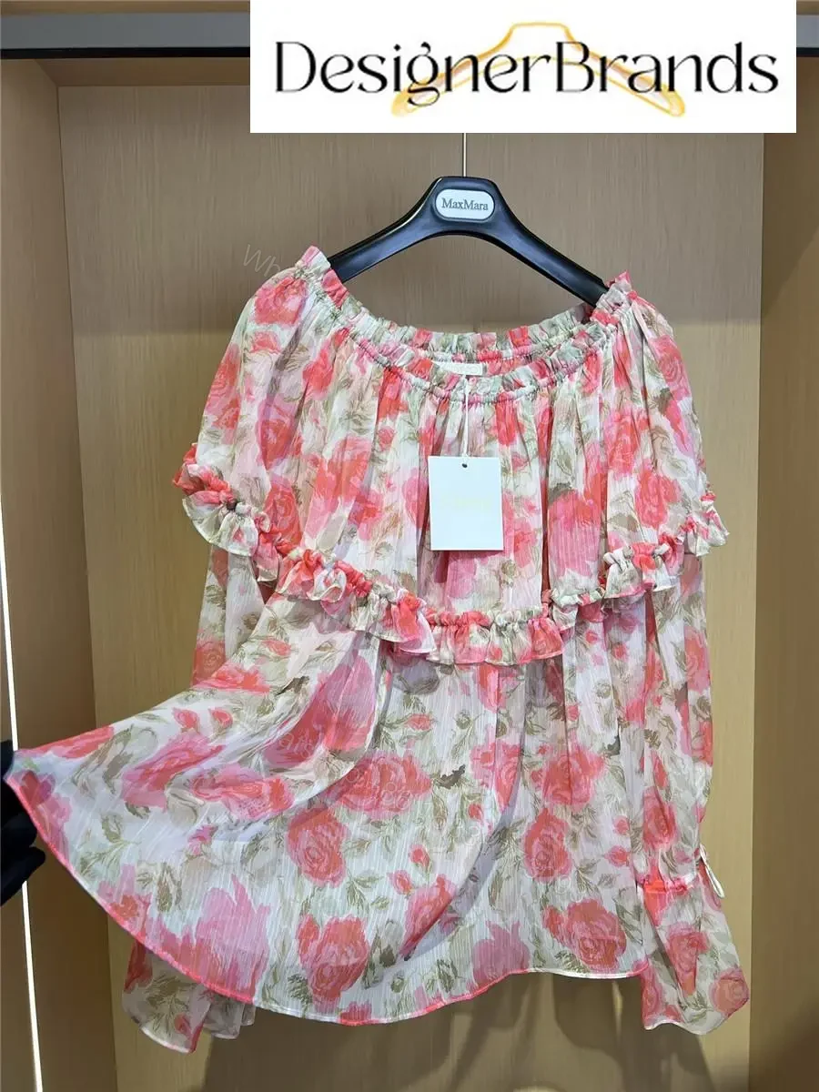 View 3 of Chloe Pink Rose-Print Off-the-Shoulder Top