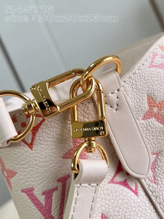 View 8 of Chic Soft Pink Monogram Drawstring Bucket Bag - Luxury Style