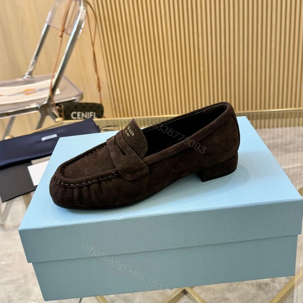 View 4 of Prada Suede Loafers Dark Brown 1D175O 008 F0003 F 020