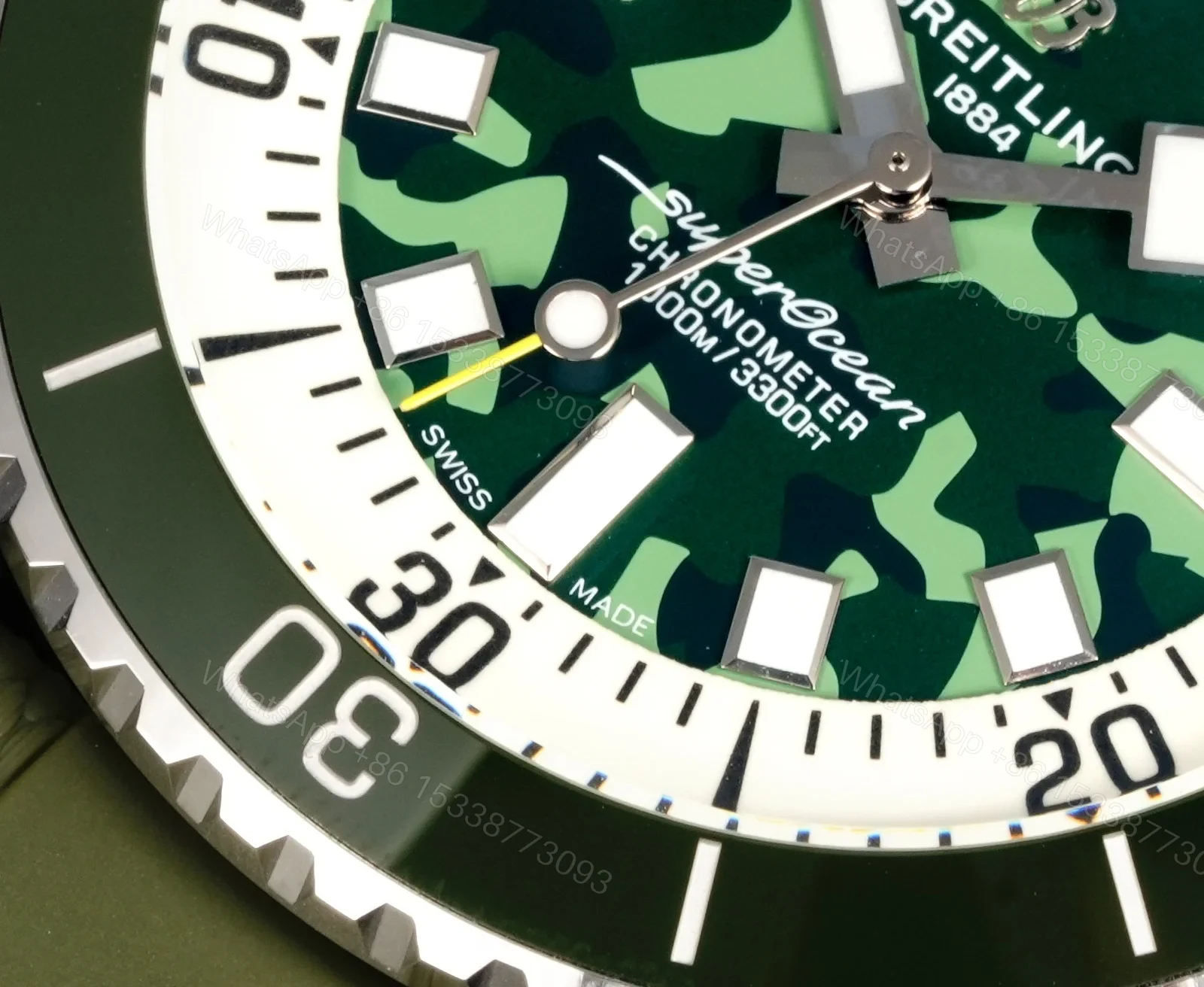 View 4 of Breitling Superocean Camouflage Replica 46MM Premium Green Rubber Strap Diver Edition BT-SO-CMF-GRN-46