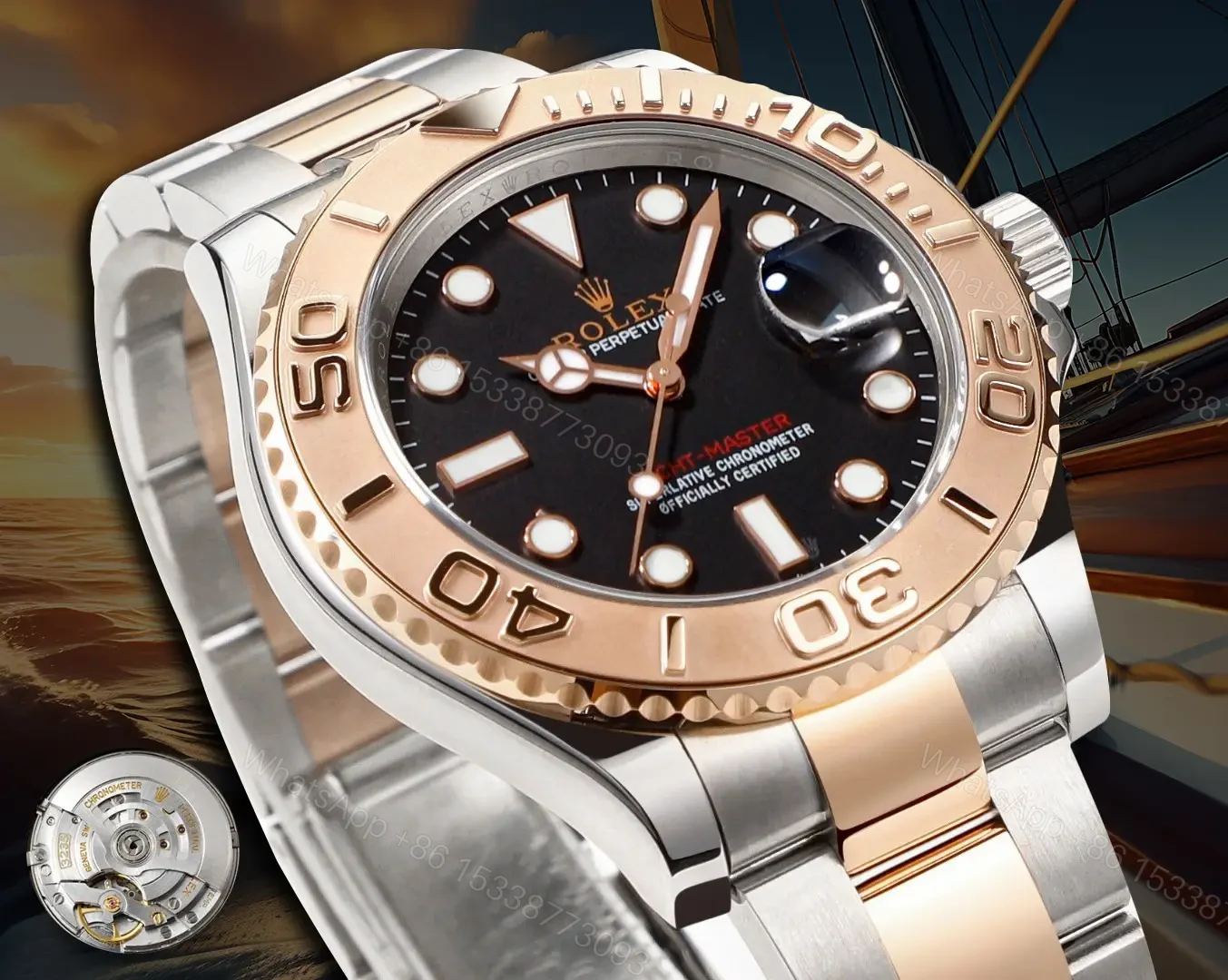 View 2 of Fake Rolex Yacht-Master 40 Everose Rolesor Replica 126621-0001