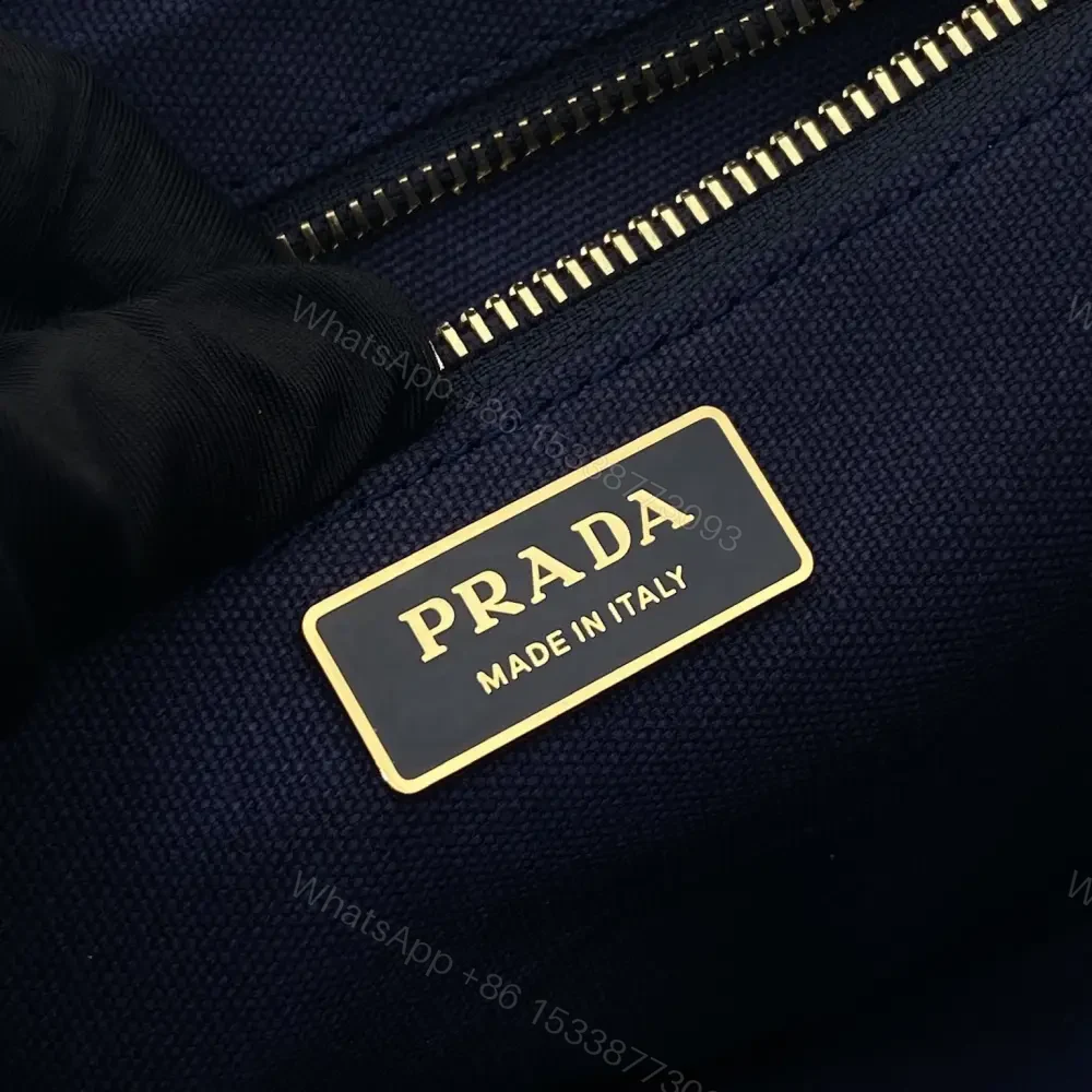 View 8 of 高仿Prada*1BG464刺繡徽標Tote包深藍小號免檢版