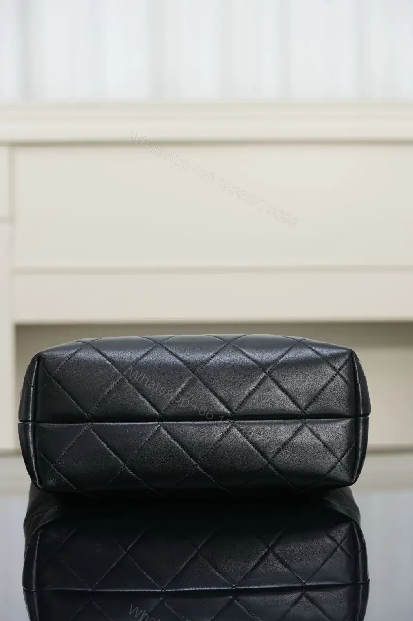 View 2 of Two-Tone Quilted Tote: Gold-Accent Everyday Luxury Bag
