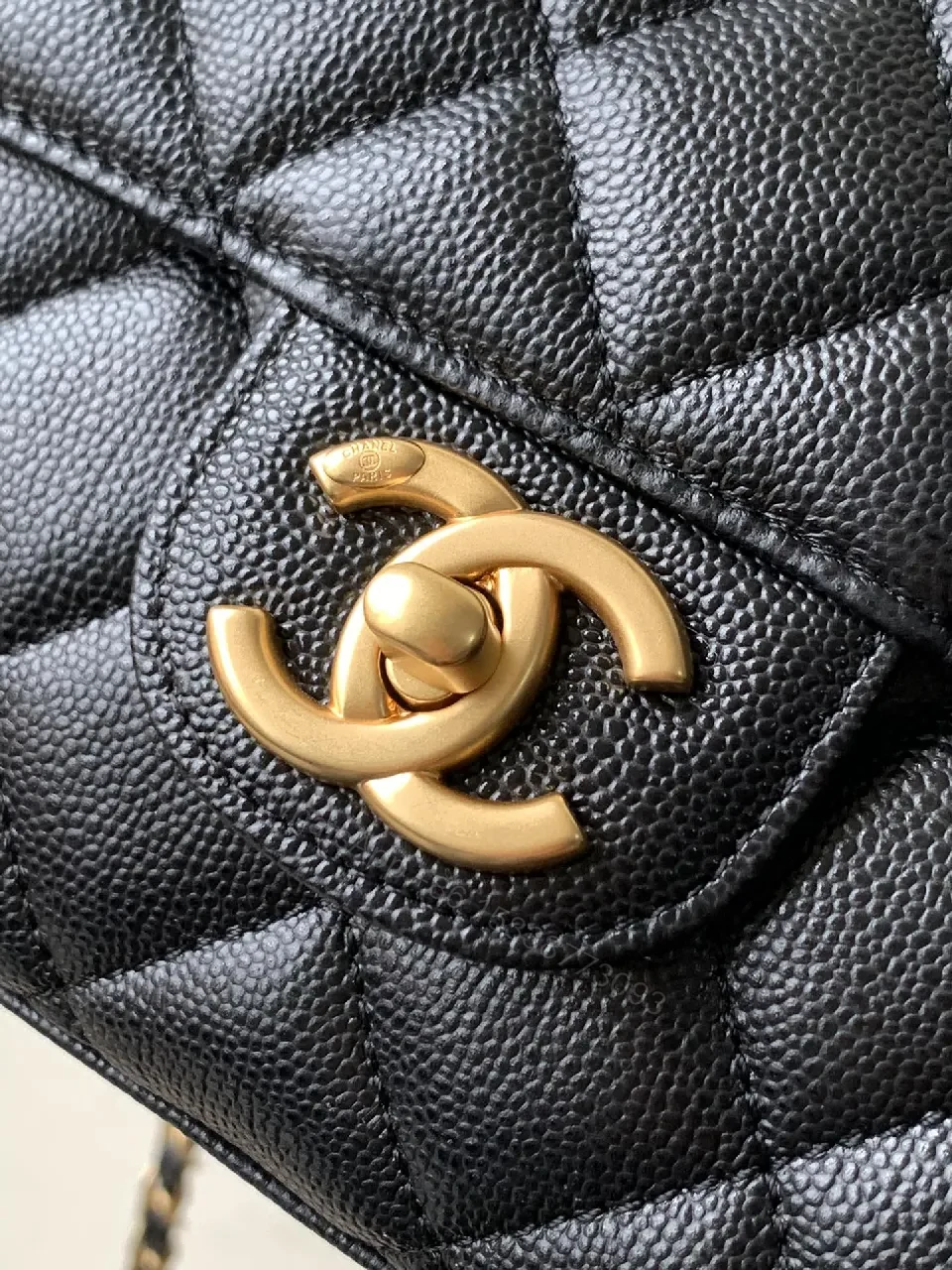 View 4 of Quilted Calfskin Tote: Gold Chain, Compact Luxury Bag