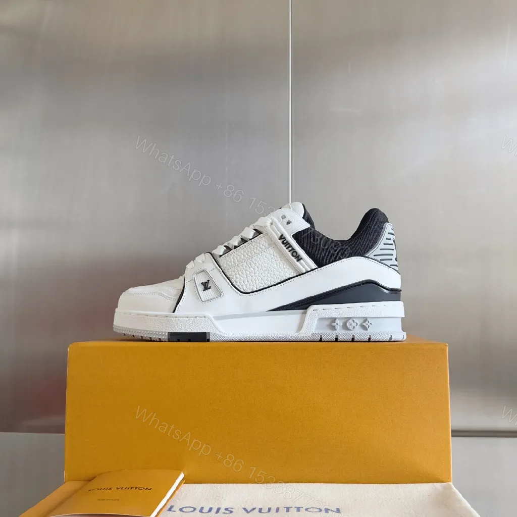 View 7 of Bold White & Black Luxe Detail Sneakers, All-Day Comfort