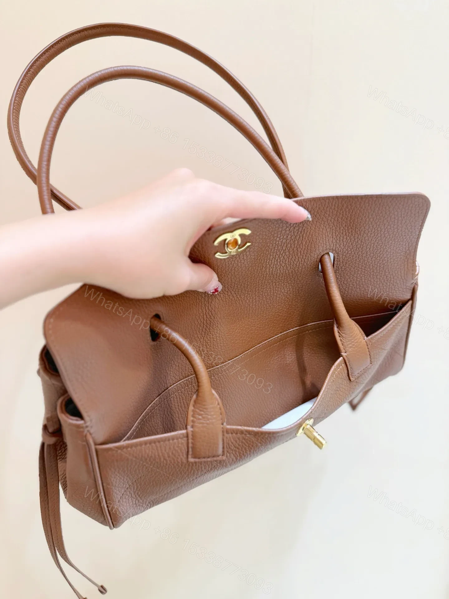 View 5 of Chanel Grained Calfskin Stitched Urban Essentials Small Shopping Bag