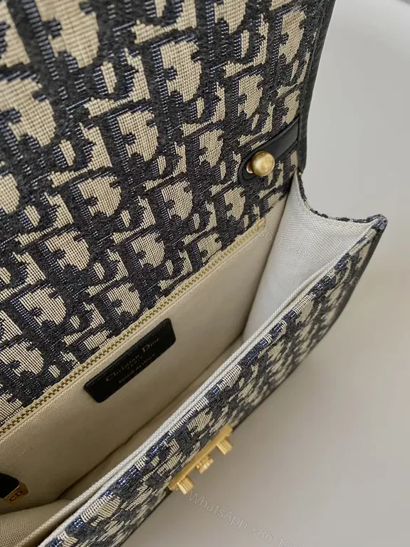 View 2 of Black Jacquard Mini Satchel: Dior-Inspired with Gold DIOR Lock