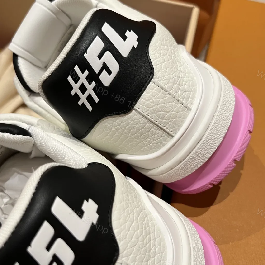 View 8 of Two-Tone Luxe Sneaker: Leather, Pink Accents, Cushioned Sole