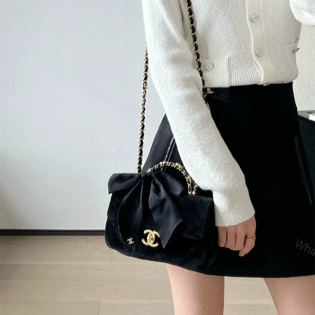 View 19 of 高仿Chanel*25K系列AS5875蝴蝶結絲絨單肩包Mini免檢版