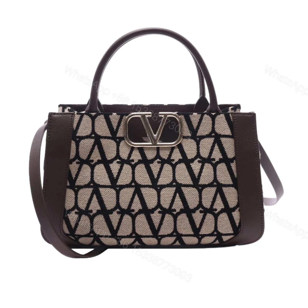VALENTINO GARAVANI MEDIUM TOILE ICONOGRAPHE HANDBAG BLACK 25CM — view 1