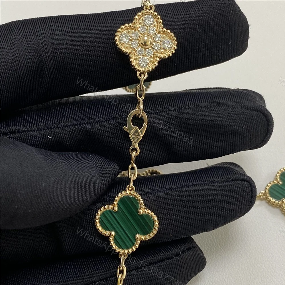 View 4 of Van Cleef Vintage Necklace 10 Motif Green Diamond VCARO9J400