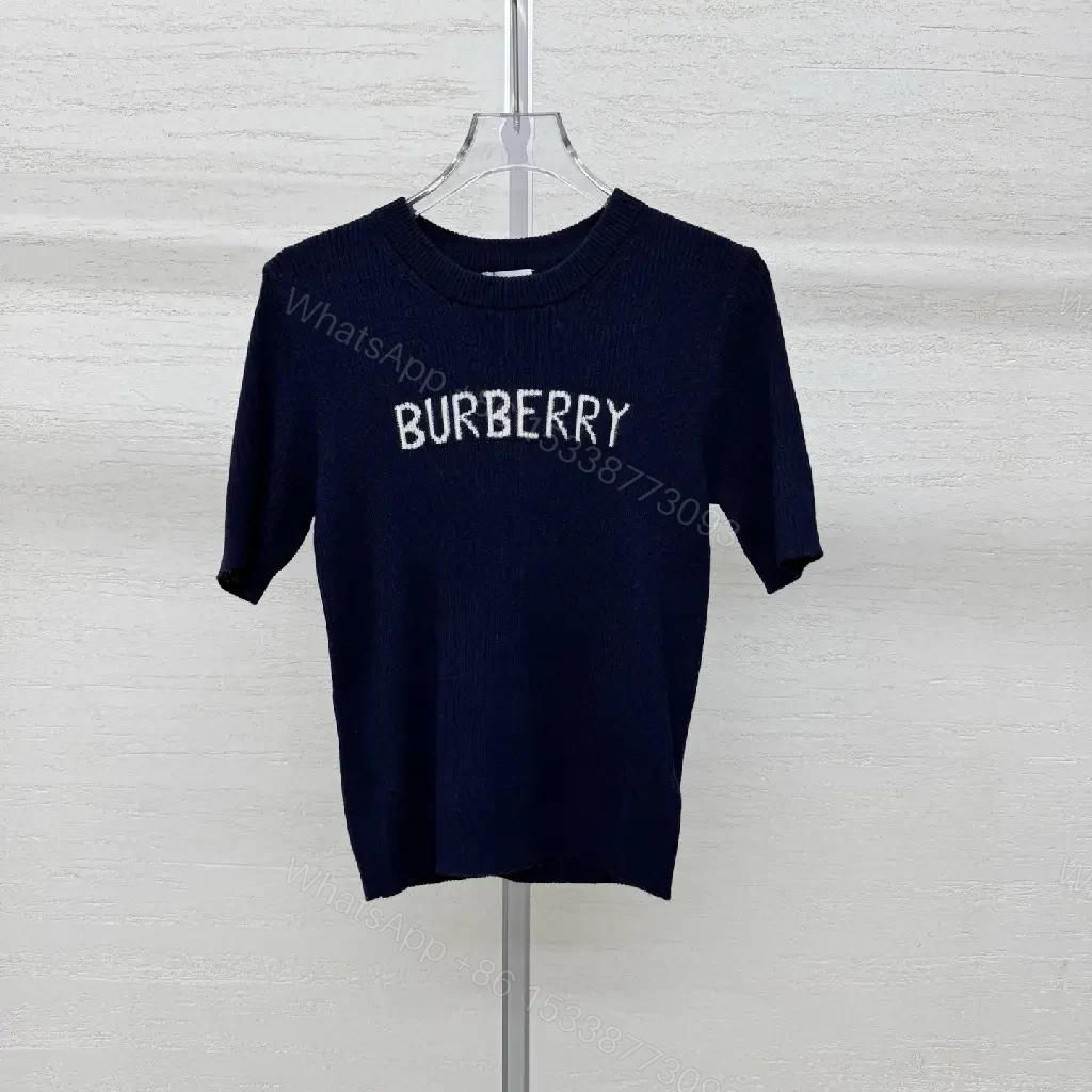 View 9 of Chic Navy Knit Tee: Premium Textured Crew-Neck Top