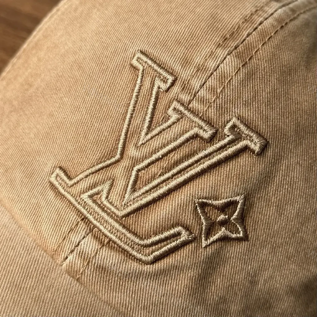 View 2 of Textured Cotton Cap – Neutral Sand, Subtle Logo, Structured Style