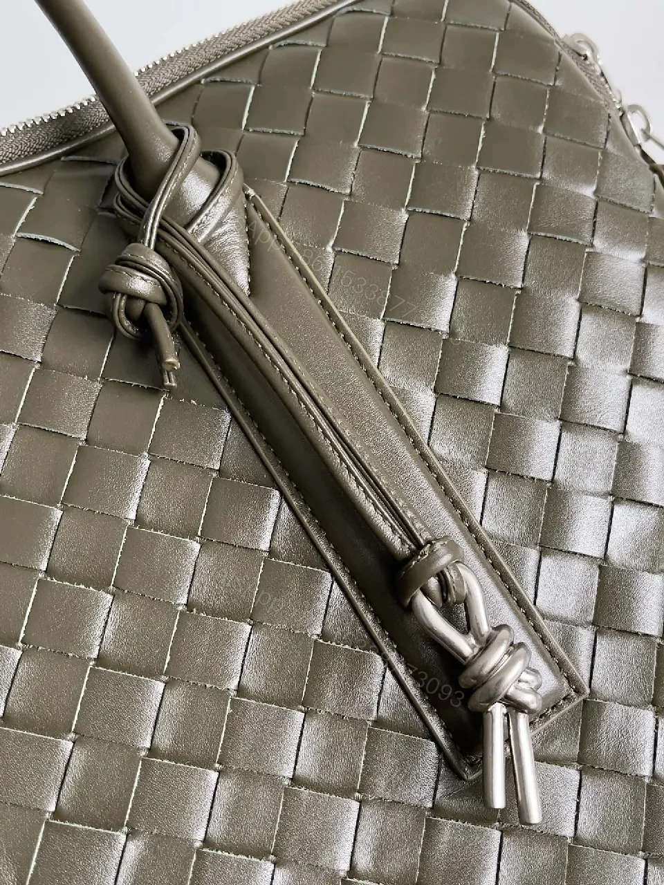 View 4 of Woven Leather Structured Satchel: Luxe Everyday Handbag