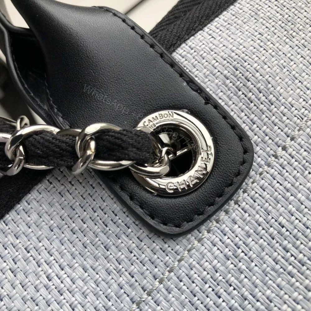 View 8 of Chanel Deauville Tote White Gray 38cm A66941