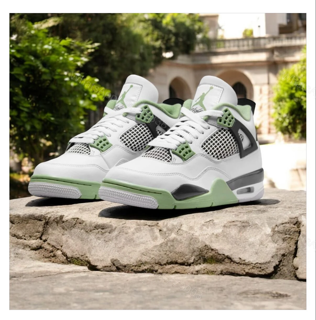 View 3 of FIRST COPY AIR JORDANS RETRO 4 OIL AURA SEAFOAM