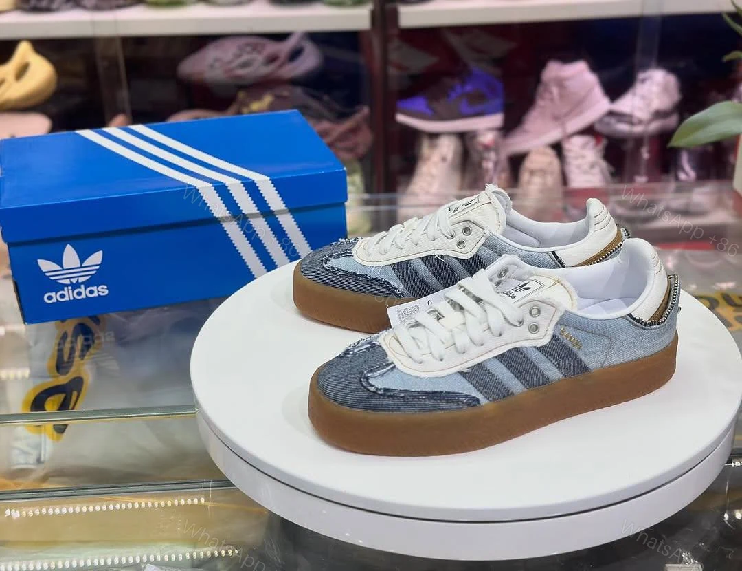 View 2 of NEW ADIDAS OG x ATOMS SAMBA STACKED DENIM REPLICA SHOES