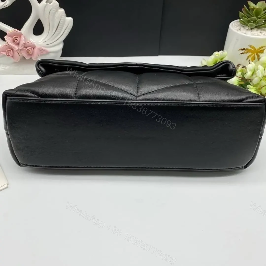 View 3 of Saint Laurent Small Loulou Puffer shoulder bag in black with Chain Strap