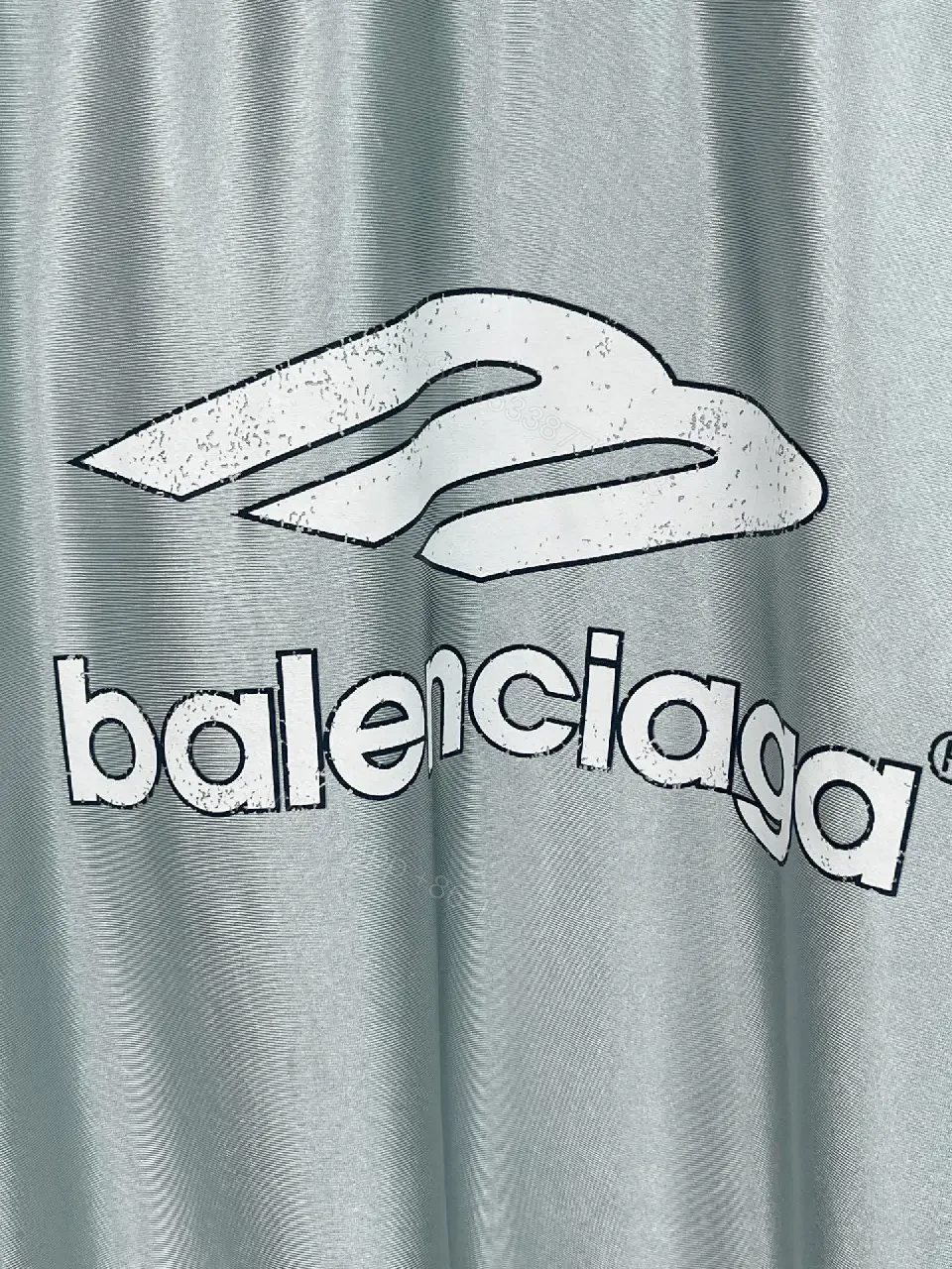 View 4 of Metallic Silver Balenciaga-Style Jersey: Bold Graphic, Relaxed Fit