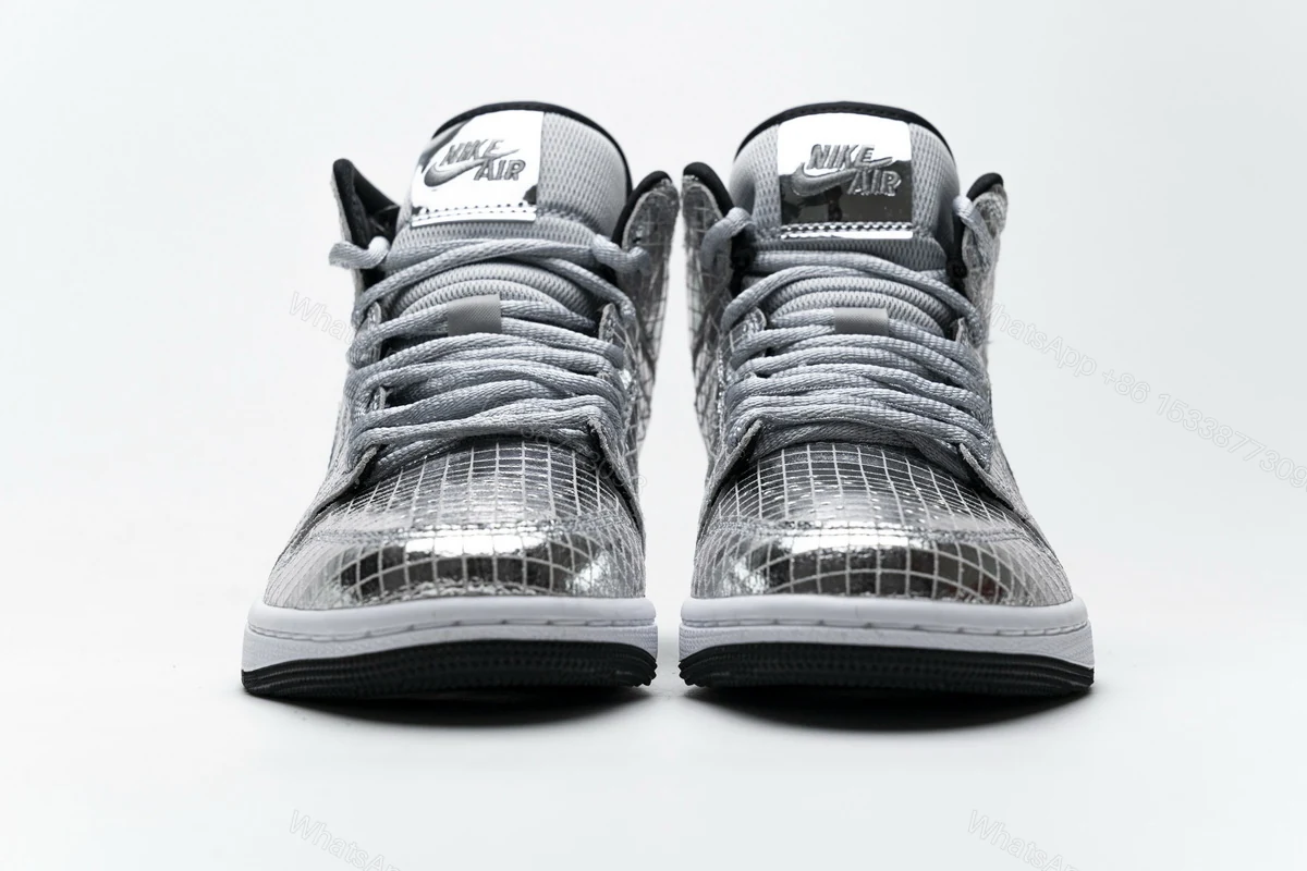 View 3 of Air Jordan 1 Mid SE Disco Metallic Silver (W) CU9304-001