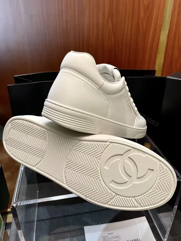 View 5 of White Leather Sneaker with Gold Detailing â€” Modern Luxury Casual Sneaker