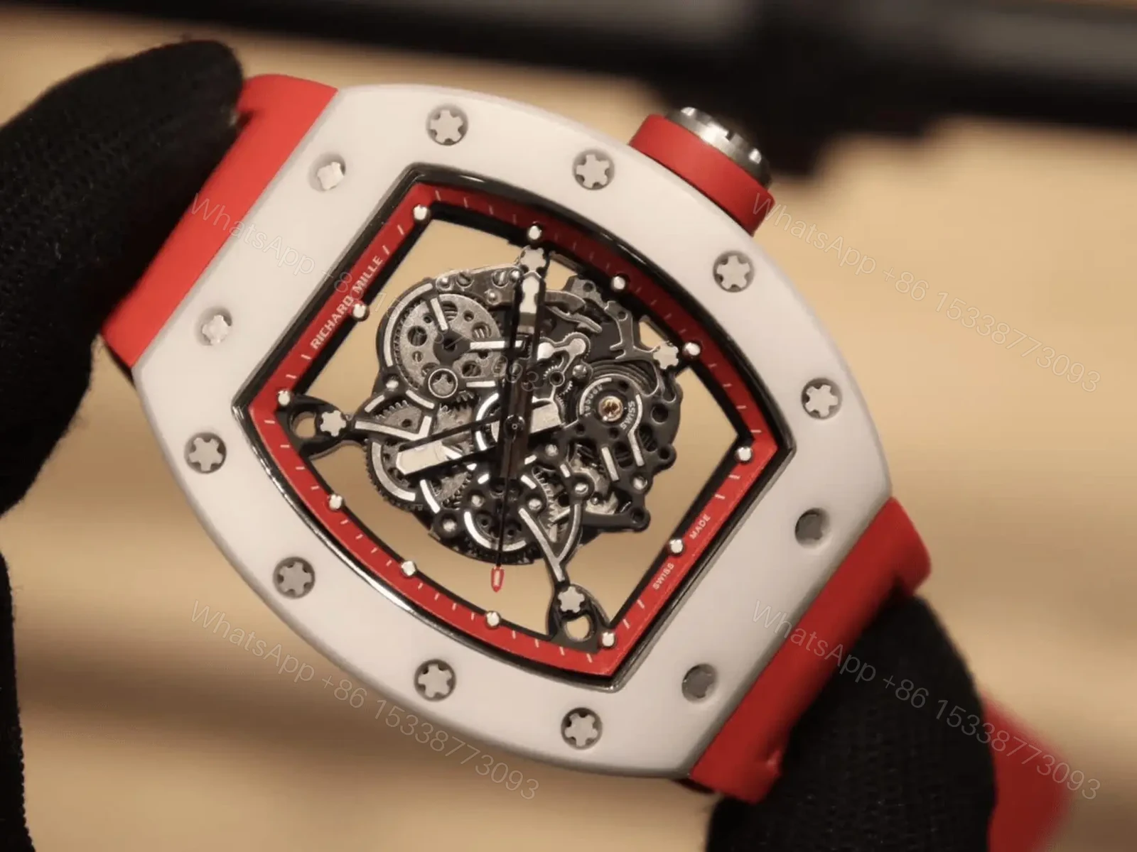 View 5 of Richard Mille Swiss Made Clone Rm 0055 Bubba Watson Red Rubber