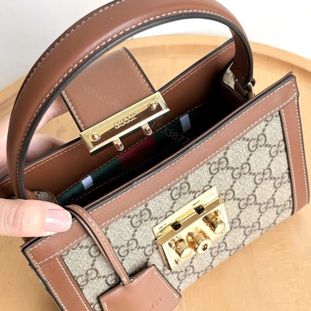 View 7 of Gucci Padlock Small Top Handle Bag Beige And Dark Brown 20Cm ‎‎841653 FAD6L 9758