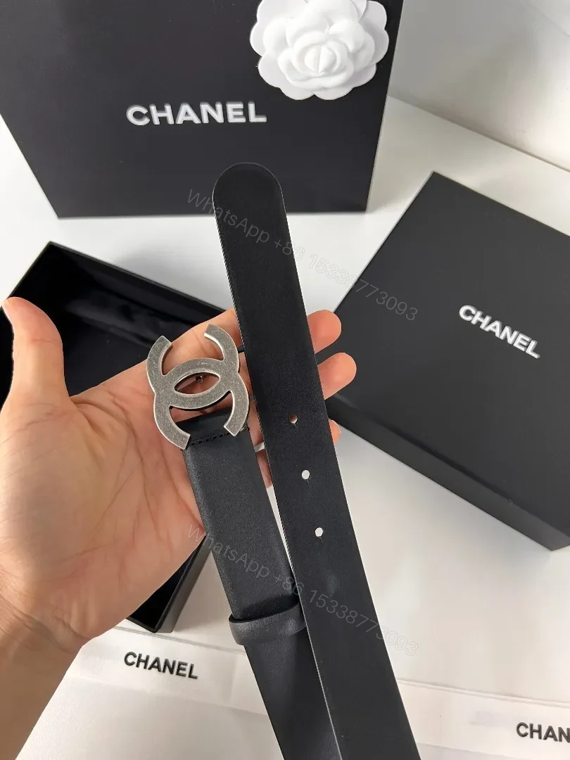 View 4 of Refined Leather Belt: Double-C Logo, Classic Black, Couture Style