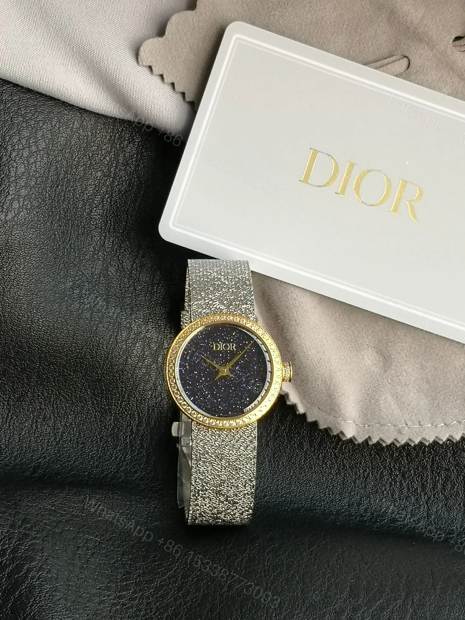 Dior高仿黑金星砂面手錶優雅精品女款 — view 1