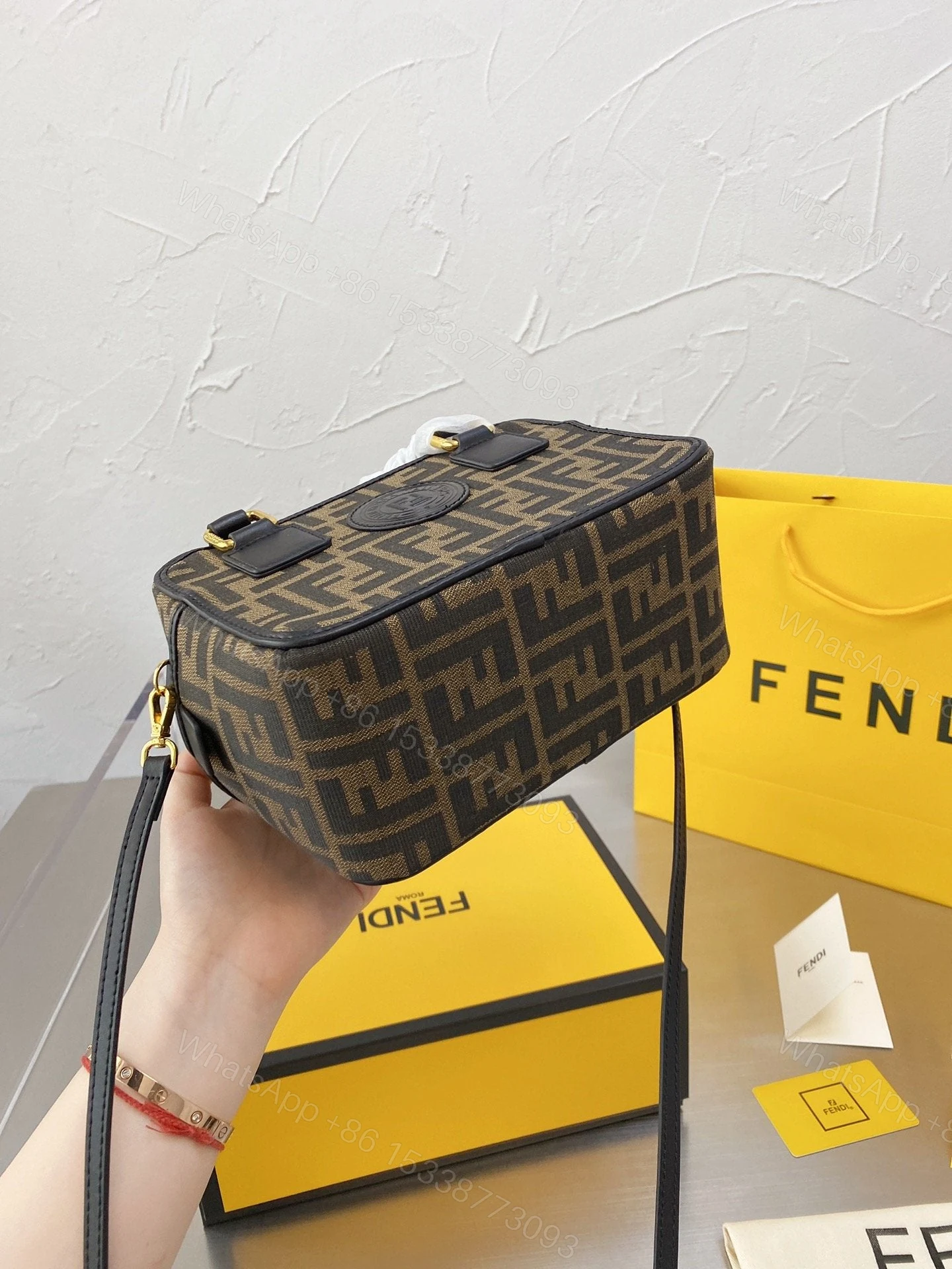 View 9 of FENDI Boston logo detailed mini bowling bag