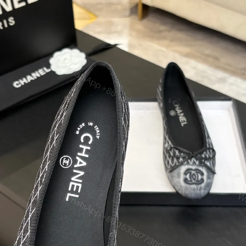 View 2 of Textured Chic Flats - Logo Detailing, Everyday Luxury Shoes