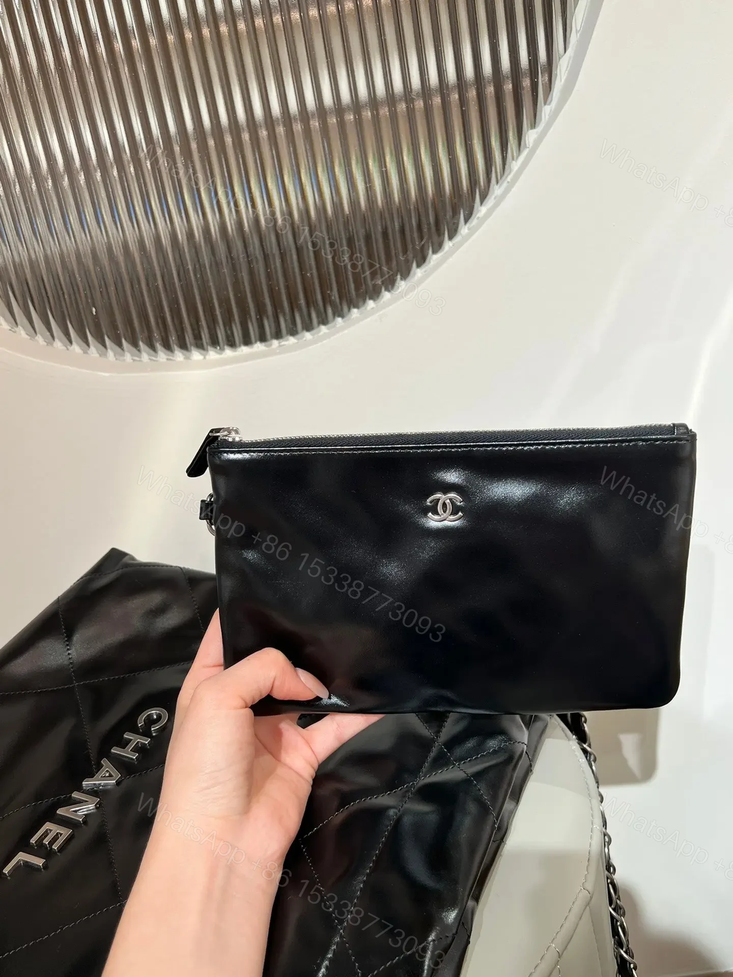 View 3 of CHANEL 22 Small Black Sliver Hardware