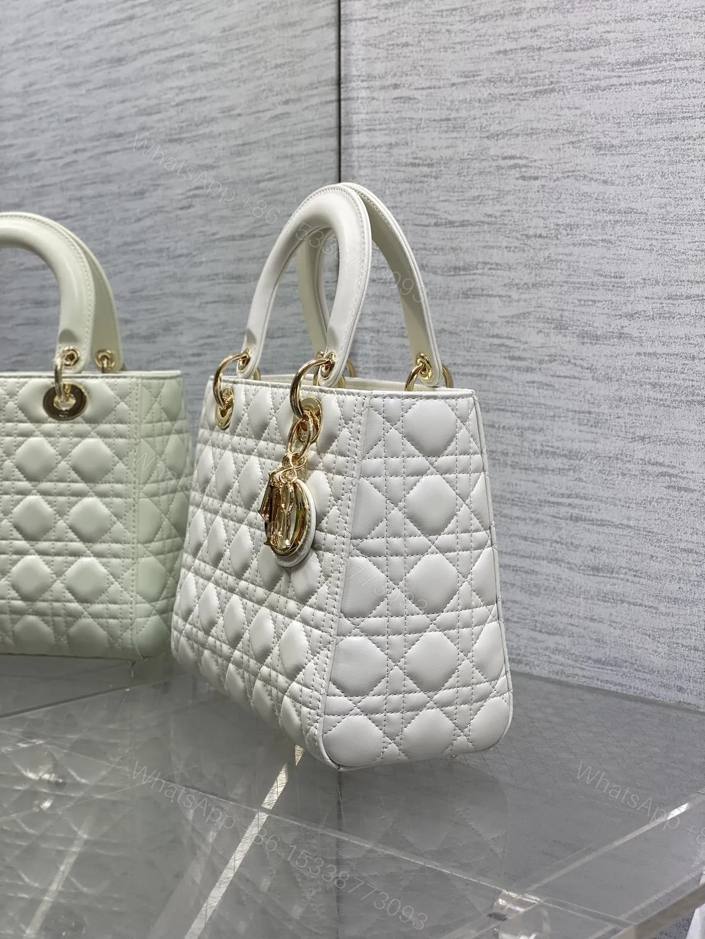 View 5 of Dior Medium Lady Bag in White Gold Hardware