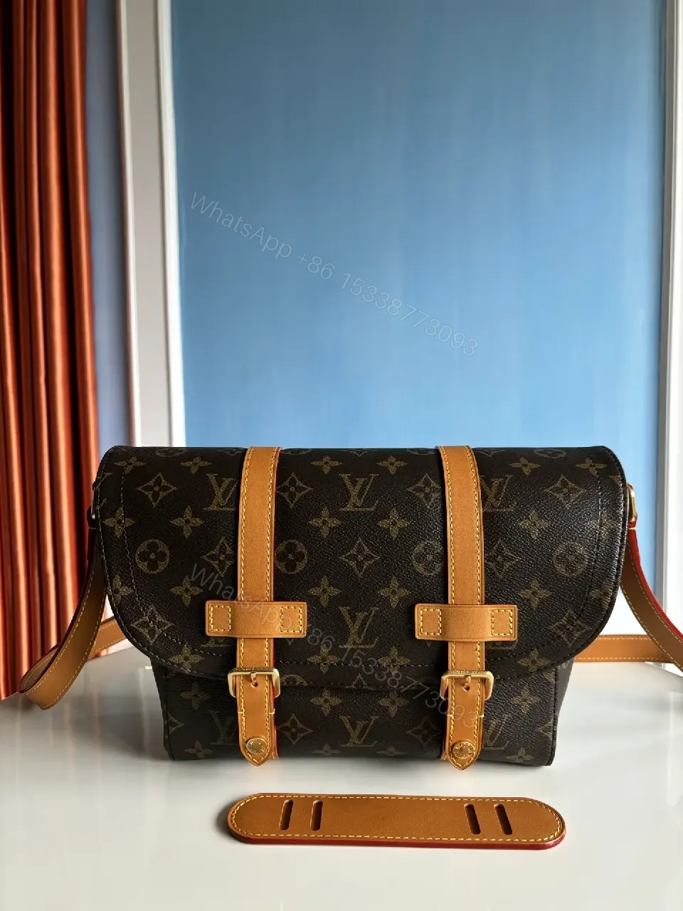 View 2 of Bold LV Monogram Shoulder Bag: Saddle-Strap Edition