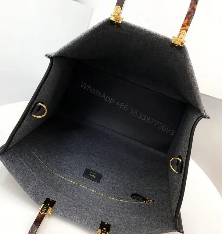 View 4 of Structured Wool-Blend Tote with Fendi-Inspired Accent Tote
