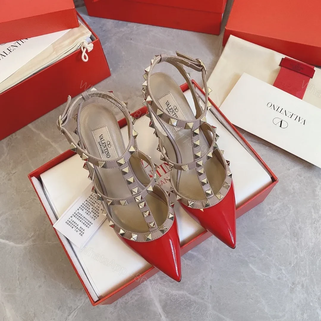 View 2 of Valentino Women Red Patent Leather Studded Heels