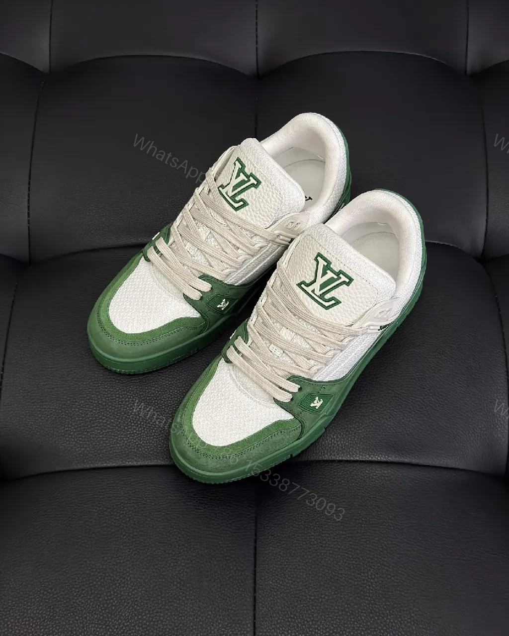 View 8 of Refined Court Sloan Sneakers: White & Emerald Green Lux Style