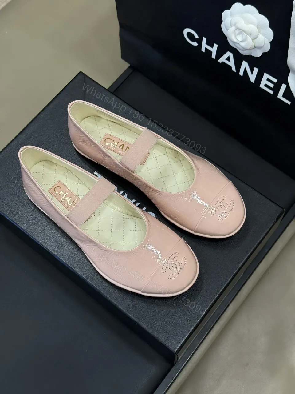Soft Pink Quilted Slip-Ons with Subtle Detailing Flats — view 1