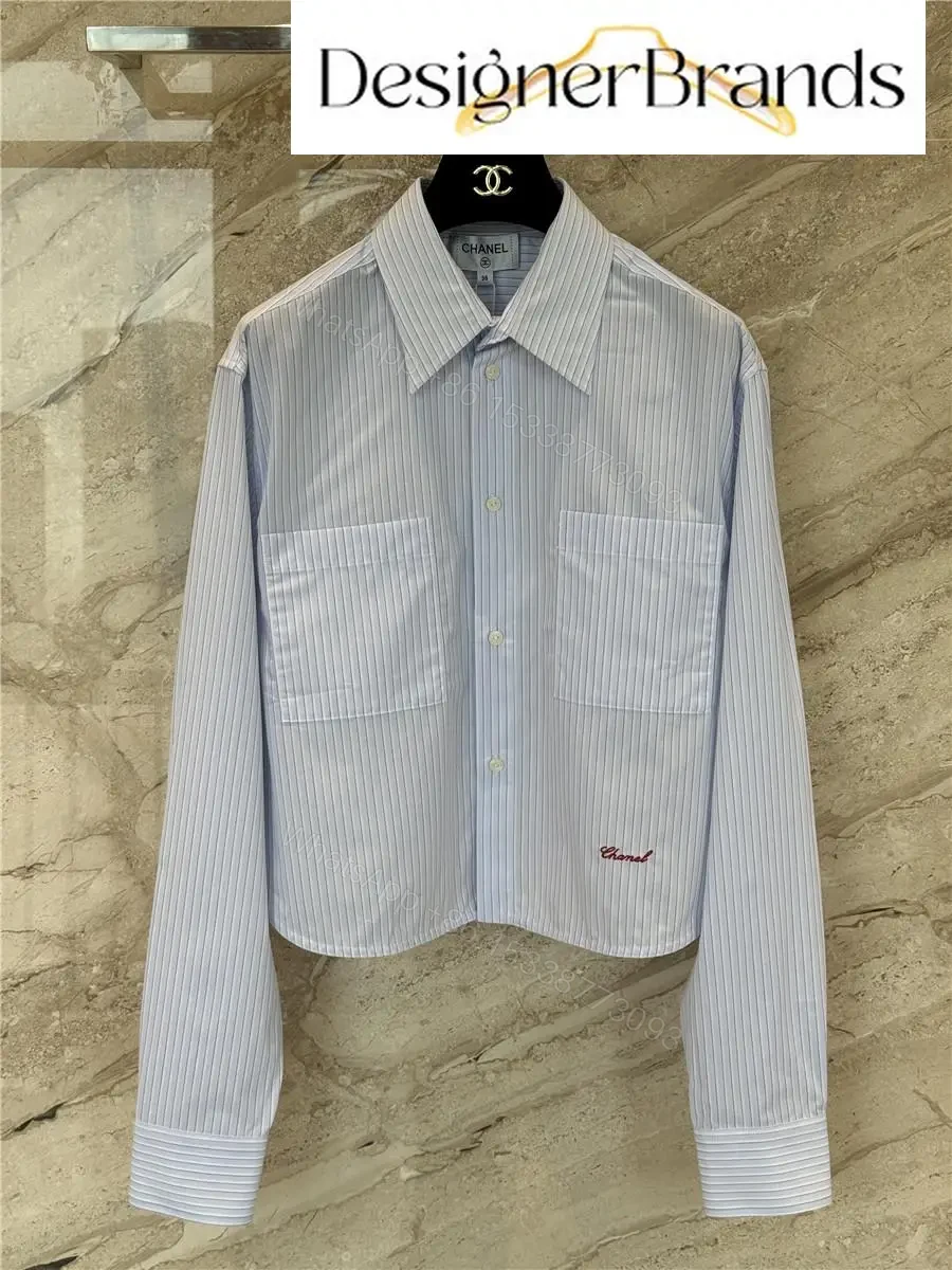 View 2 of Chanel Blue and White Striped Long-Sleeve Shirt